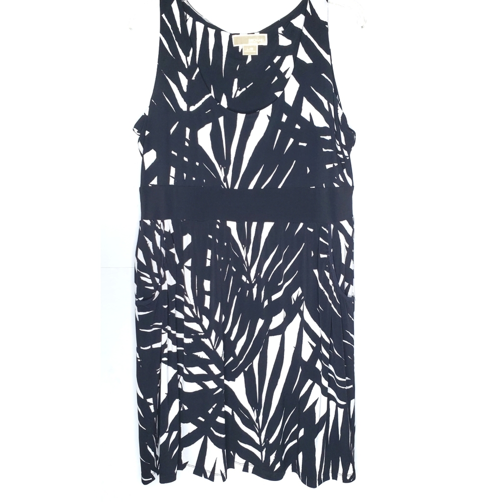 MICHAEL Michael Kors Leaf Print Jersey Dress L
